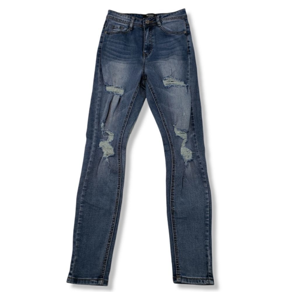 Missguided Jeans Size 2P Petite Skinny Jeans Distressed Destroyed Torn Ripped
